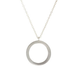 Open Circle Pendant in Brushed Silver