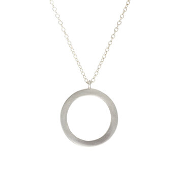 Open Circle Pendant in Brushed Silver