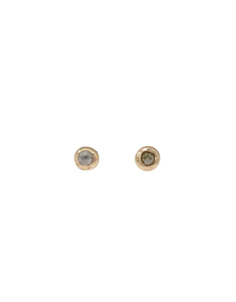 Organic Large Grey Rosecut Diamond Post earring in 18K Gold - SINGLE