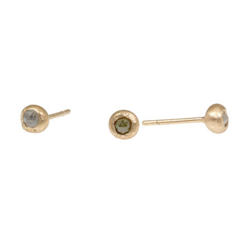 Organic Large Grey Rosecut Diamond Post earring in 18K Gold - SINGLE