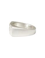 Wide Topography Signet Ring in Brushed Silver