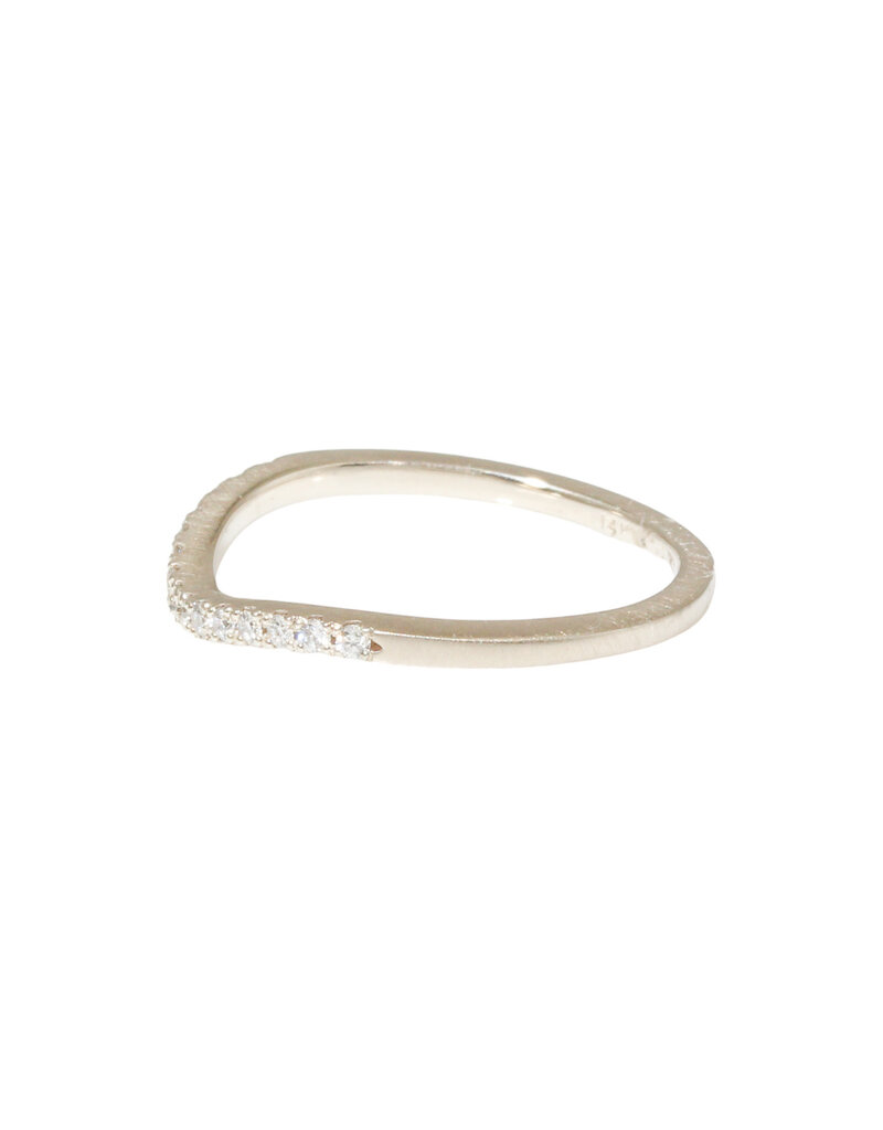 Curved Diamond Pave Set Nest Ring in 14k White Gold