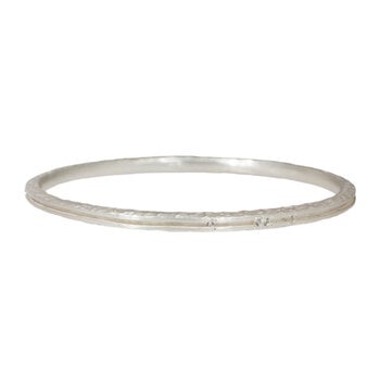 Channel Bangle in Brushed Silver with 9 White Sapphires