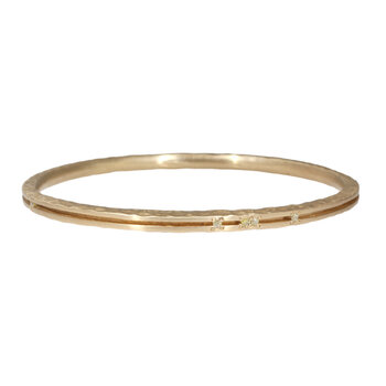 Channel Bangle in Yellow Bronze with 9 Yellow Diamonds - XL