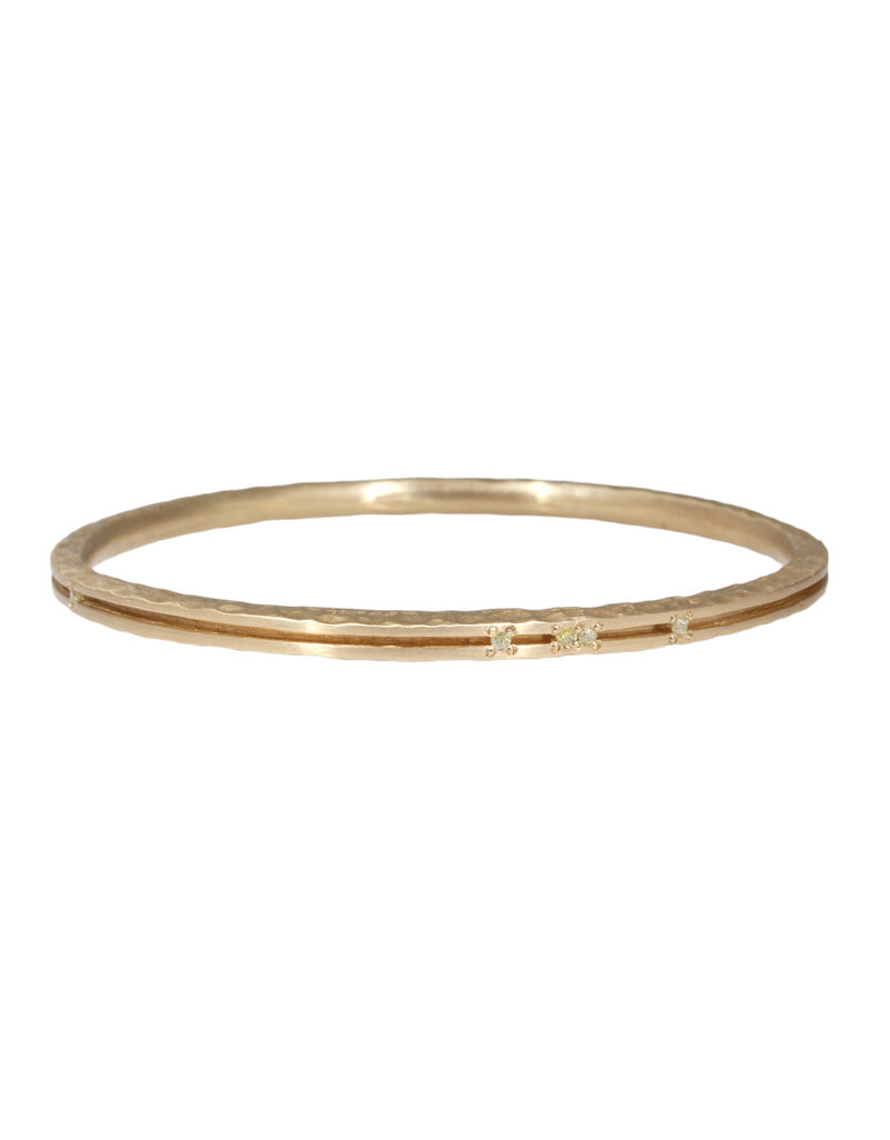 Channel Bracelet in Ancient Bronze with 9 Yellow Diamonds - XL