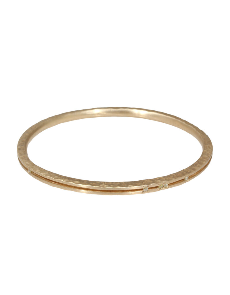 Channel Bangle in Yellow Bronze with 9 Yellow Diamonds - XL