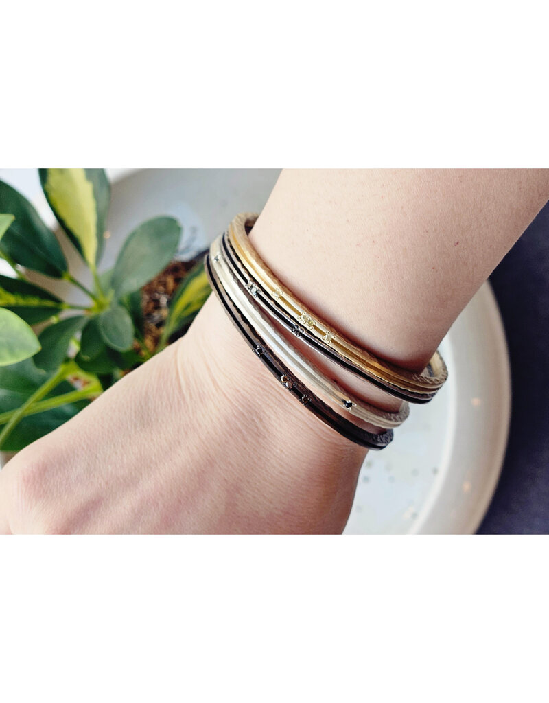 Channel Bracelet in Ancient Bronze with 9 Yellow Diamonds - XL