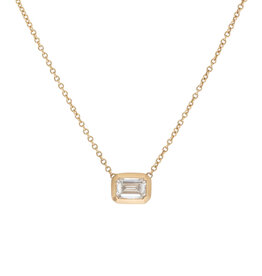 Emerald Cut Lab Grown Diamond Necklace in 14k Gold