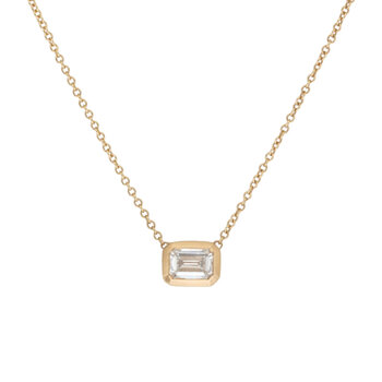 Emerald Cut Lab Grown Diamond Necklace in 14k Gold