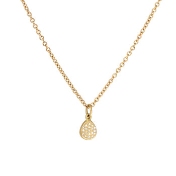 Lisa Ziff Pave Petal Pendant in 18k Gold and White Diamonds with 17" Chain