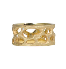 10mm Reef Ring in 18k Gold with White Diamonds
