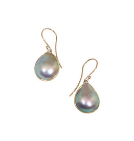 Mabe Pearl Earrings in 18k Yellow Gold and Oxidized Silver