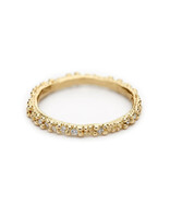 Double Beaded Band with White Diamonds in 14k Yellow Gold