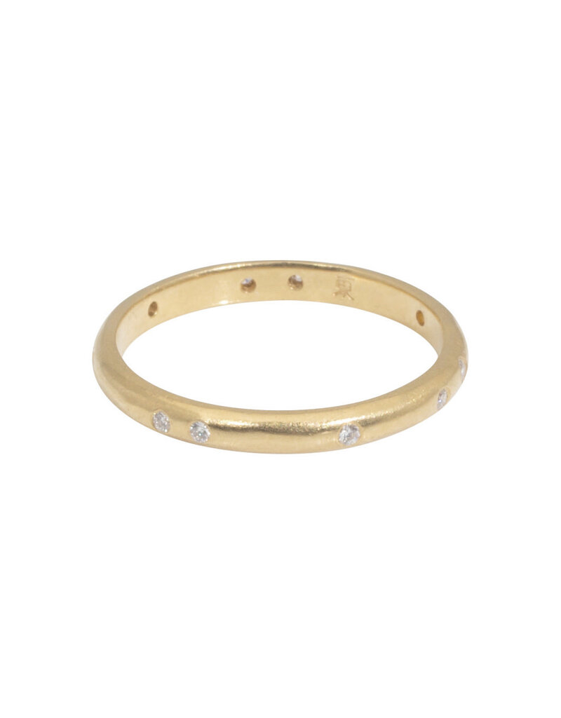 2.25 mm Modeled Band in 14k Yellow Gold with White Diamonds