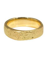 5mm Half Round Silk Textured Ring in 18k Yellow Gold