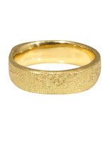 5mm Half Round Silk Textured Ring in 18k Yellow Gold