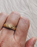 5mm Half Round Silk Textured Ring in 18k Yellow Gold