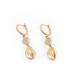 Lisa Ziff Finial Petal Pave Earrings in 10k Yellow Gold