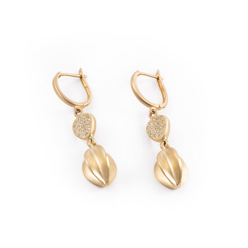 Lisa Ziff Finial Petal Pave Earrings in 10k Yellow Gold