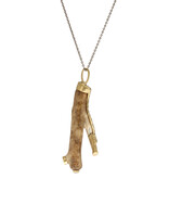Fossilized Coral Branch Pendant wiith 18 Grey Diamonds in 18k Gold