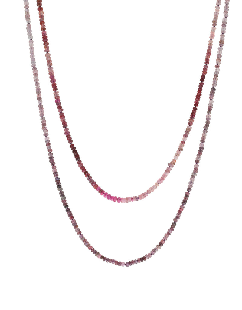 Merlot/lilac Bead Necklace with 18k Gold Clasp - 42"