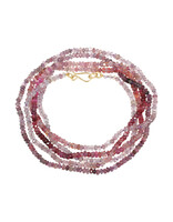 Merlot/lilac Bead Necklace with 18k Gold Clasp - 42"