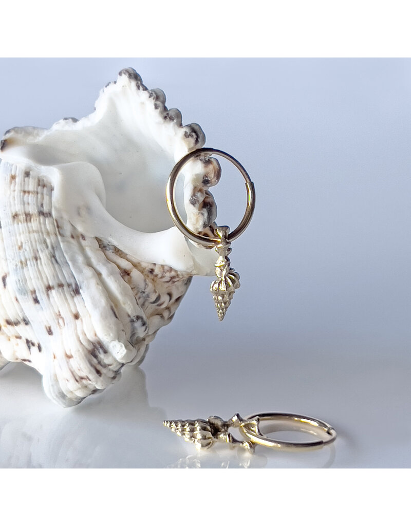 Spiral Charm on Hoop Earrings in 10k Gold