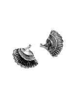 Whirl Fan Post Earrings in Oxidized Silver