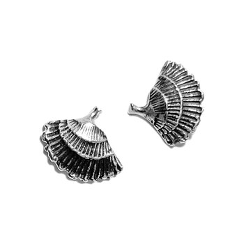 Whirl Fan Post Earrings in Oxidized Silver