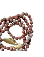 Round Noreena Jasper Bead Necklace with Leaves Clasp in Bronze