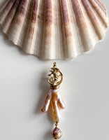Stick and Wrinkle Pearl Pendant with 10k Gold Carved Bail