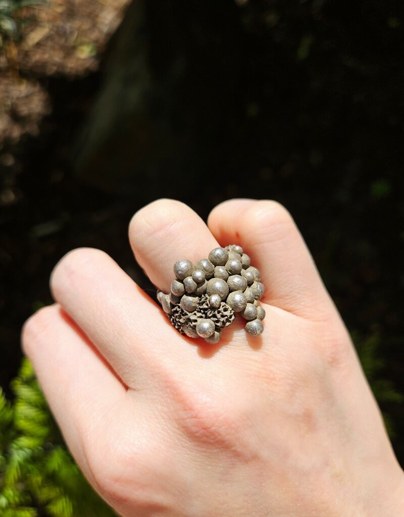 Oxidized Silver Ring with Black Diamonds