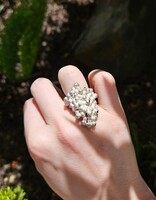 Silver Bubble Ring with Black Diamonds