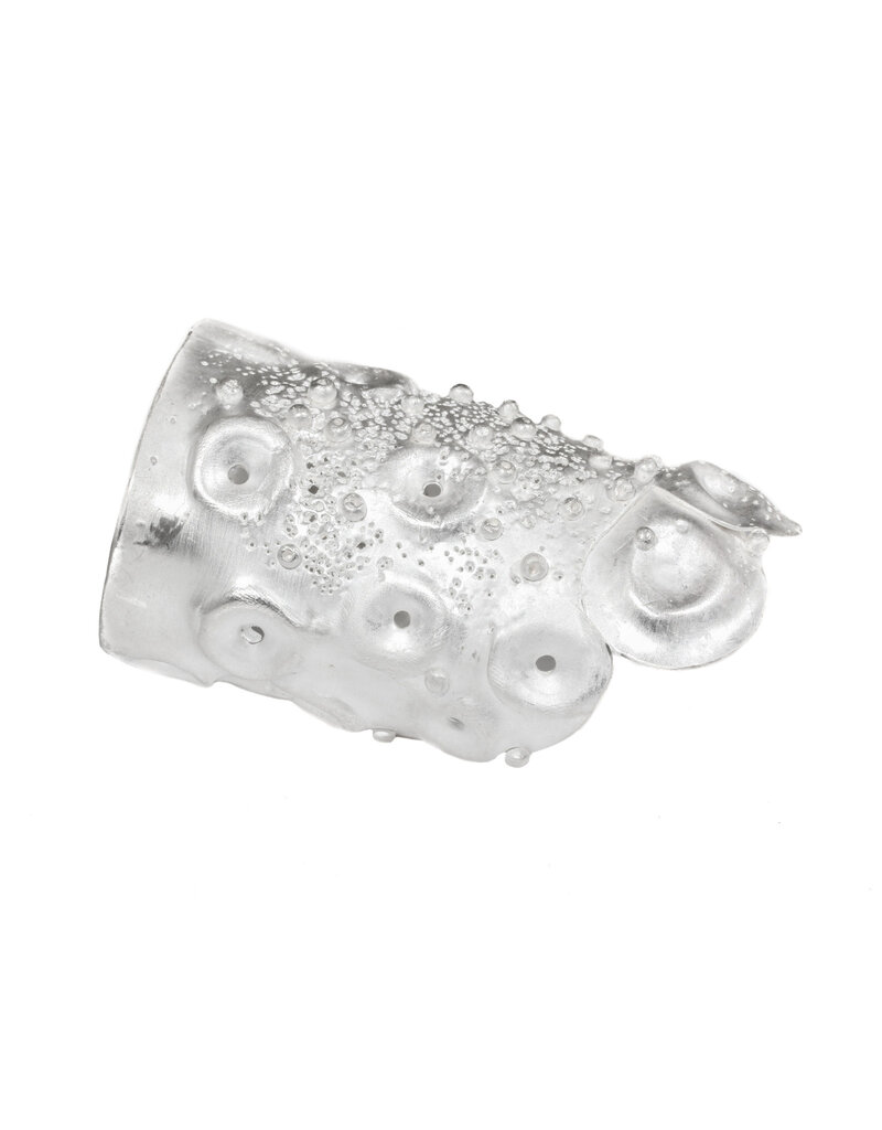 Large and Small Holes Cuff Bracelet in Silver