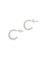 Post Hoop Earrings in Platinum with White Diamond
