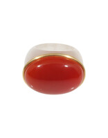 Tracy Conkle Carnelian and White Jade Ring in 18k Gold