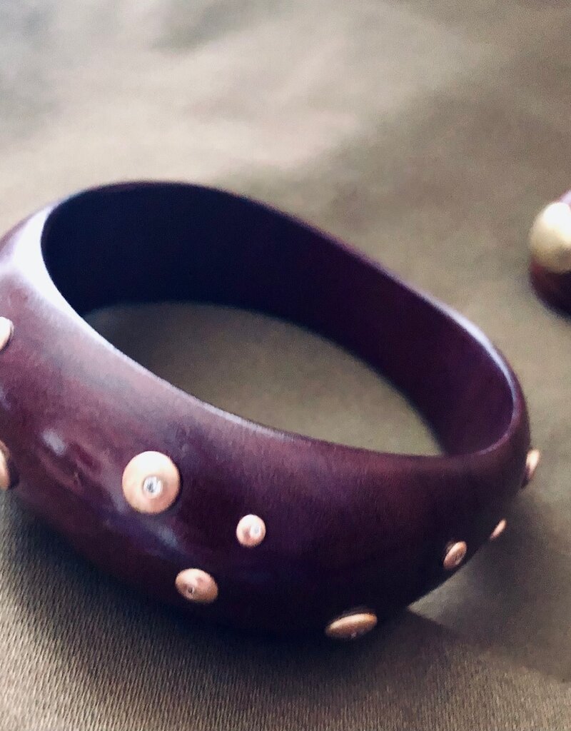 Tracy Conkle Purple Heart Wood Bracelet with 18k Rose Gold and Diamonds