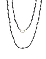 Matte Hematite Bead Necklace or Bracelet with Brushed Silver Oval Carabiner - 37"