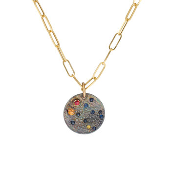Constellation of Gemini Necklace in Oxidized Silver with Sapphires