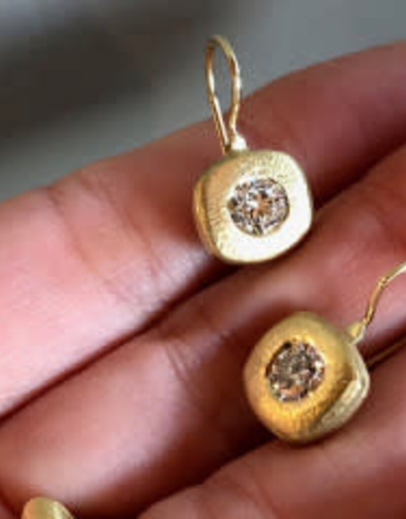 Tracy Conkle CUSTOM Earrings in 18ky Gold with Client's  Diamonds