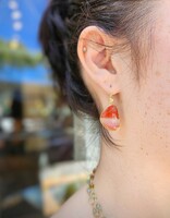 Organic Shape Open Back Carnelian Earrings in 18k Gold