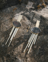 Laura Lienhard Small Sunburst Earrings in 18k and Shibuichi