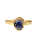 Rosecut Inky Sapphire Ring in 18k and 22k Yellow Gold
