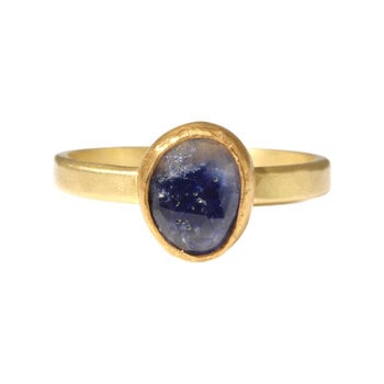 Rosecut Inky Sapphire Ring in 18k and 22k Yellow Gold