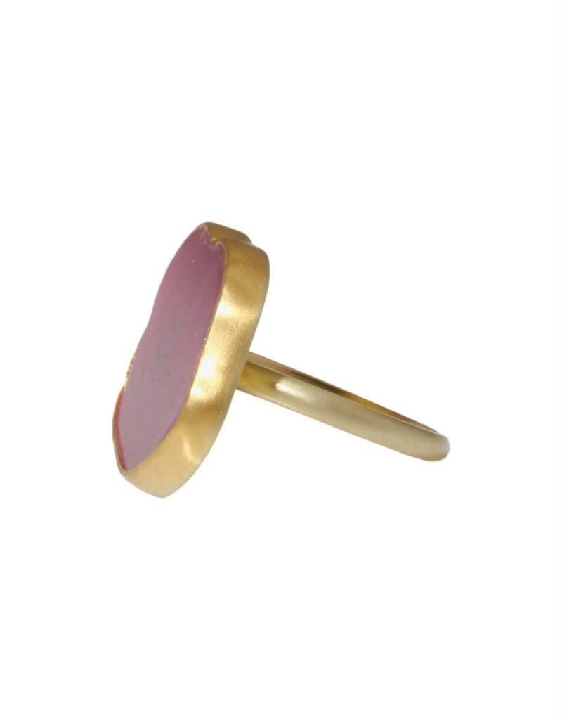 Star Ruby Slab Ring in 18k and 22k Yellow Gold
