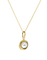 Water Droplet Pearl Pendant in 18k Yellow Gold