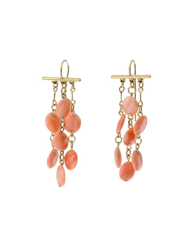 Laura Lienhard Coral Chandelier Earrings in 18k Yellow Gold