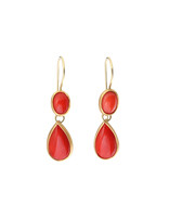 Laura Lienhard Tear Drop Coral Earrings 18k Yellow Gold