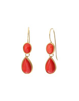 Laura Lienhard Tear Drop Coral Earrings 18k Yellow Gold