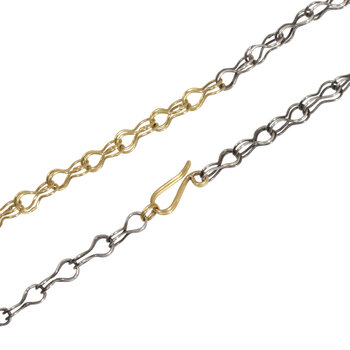 Laura Lienhard Double Strand Chain in Oxidized Silver and 18k Yellow Gold